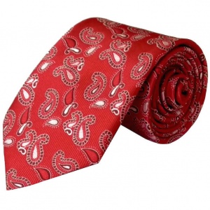 Boys Red Paisley Satin Tie (45'')